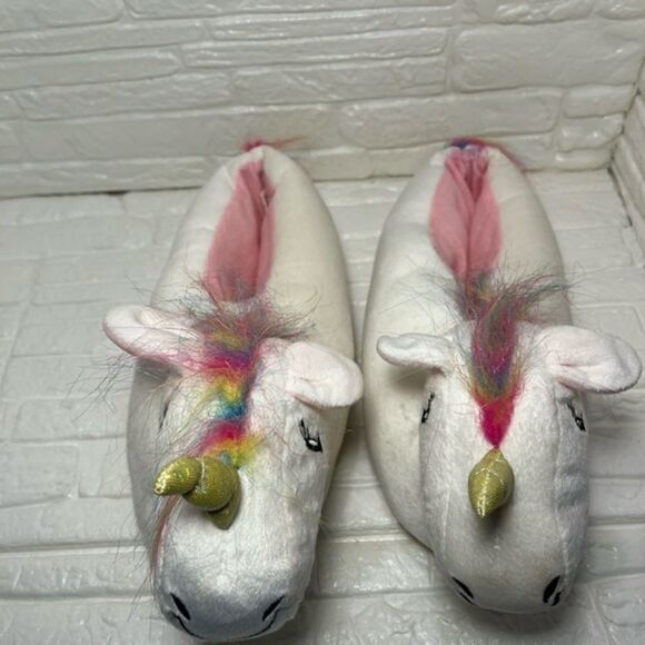 Unicorn Faux-Fur Critter Slippers - Picture 2 of 5